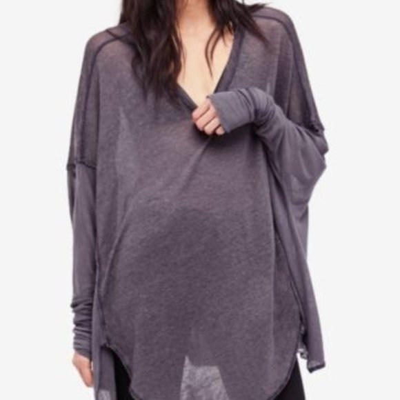 Free People Tops - Free People We The Free Linen Blend Tunic Lagenlook Thumbholes Women's Sz L NWT